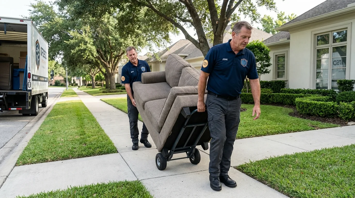 Local residential moving crew loading furniture in Trenton, MO