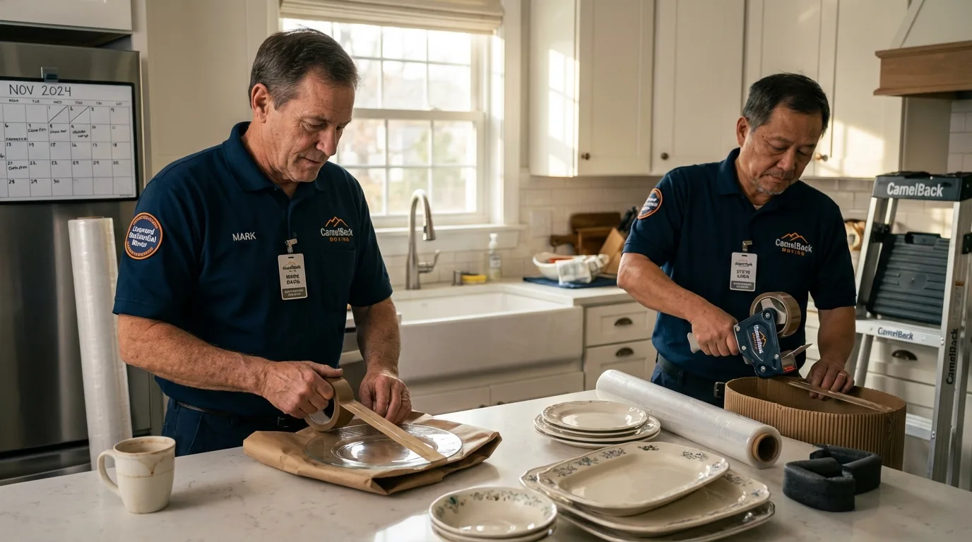 Professional crew packing kitchen dishware in Trenton, MO
